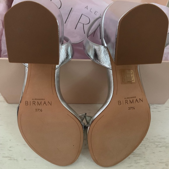 New In Box! Alexandre Birman Clarita 75 Flare Mettalic Silver Sandal 37.5 - Picture 13 of 15